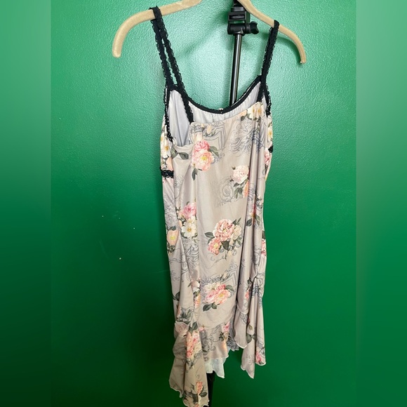 Tic Toc VTG 90s Y2K Lace trim Floral Mesh Mini Babydoll dress Sz L - Picture 6 of 6